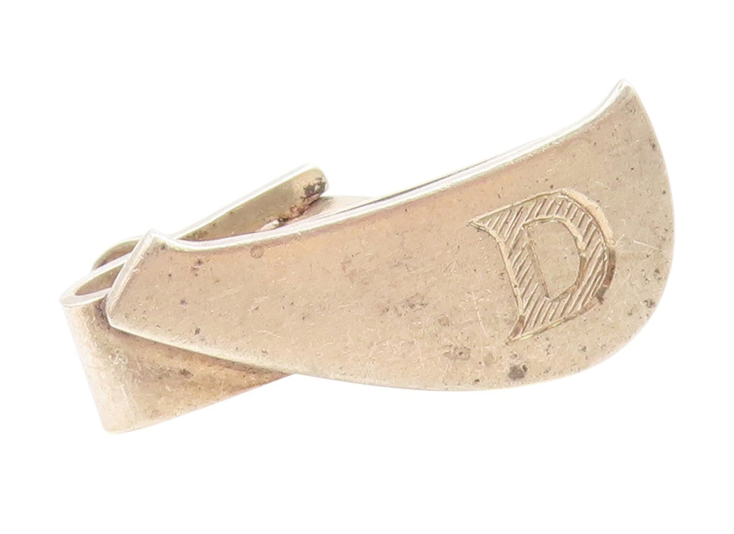 925 Sterling Silver Vintage Minimalist Etched Initial D Tie Clip  TR3399