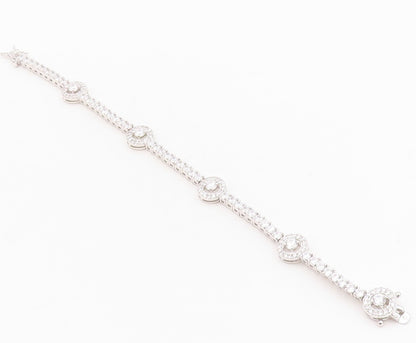 925 Sterling Silver Vintage Bracelet Minimalist CZ Halo Ring Band  BT10757