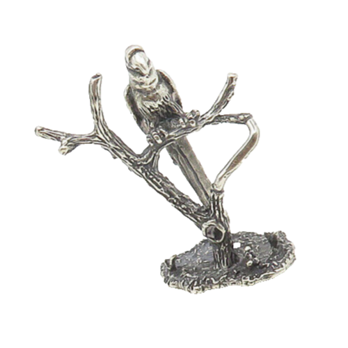 925 Sterling Silver  Vintage Shiny Parrot Perched On Branch Trinket  TR2577