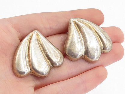 MEXICO 925 Sterling Silver  Vintage Smooth Fluted Design Drop Earrings  EG2692