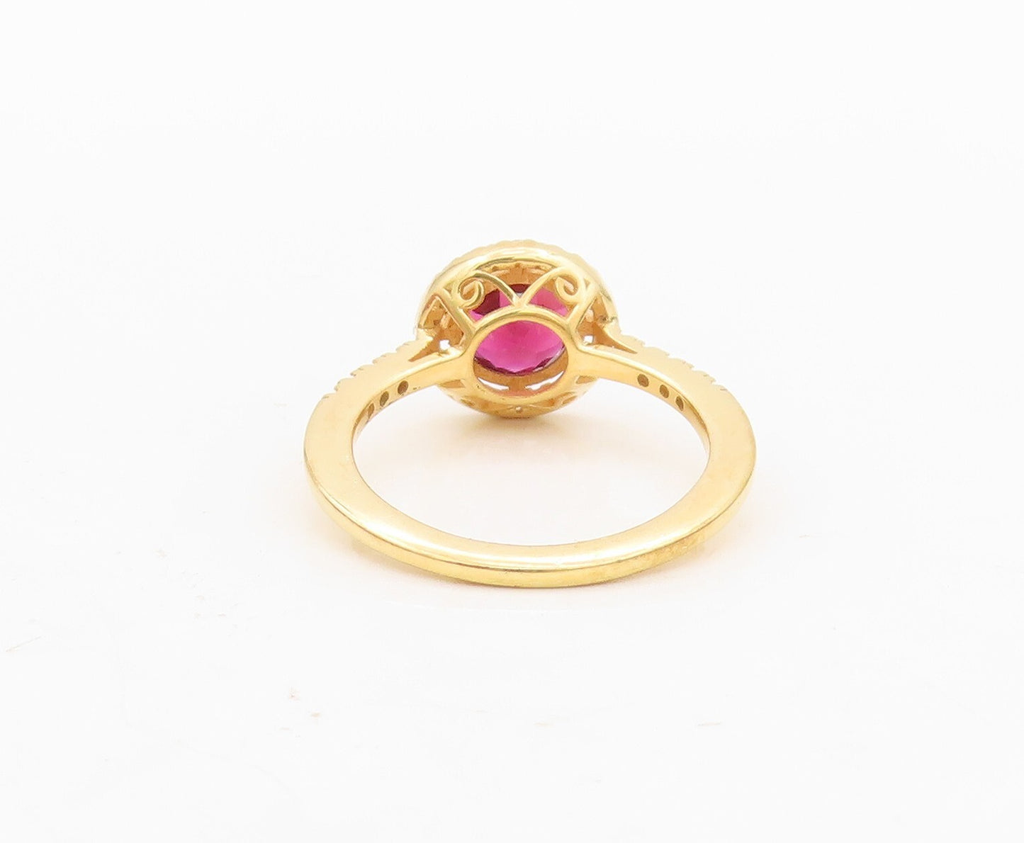 925 Sterling Silver Vintage Ring Gold Plated Round Garnet Halo CZ  Sz 7  RG30423