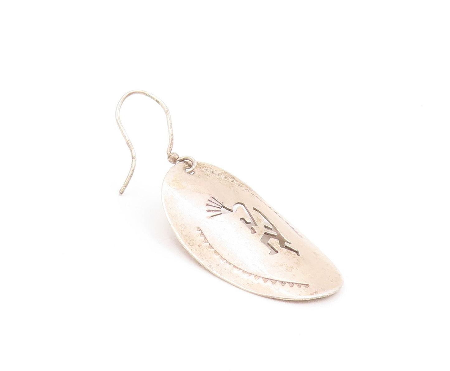 925 Sterling Silver Vintage Earrings NAVAJO Trible Man Playing Music  EG13337