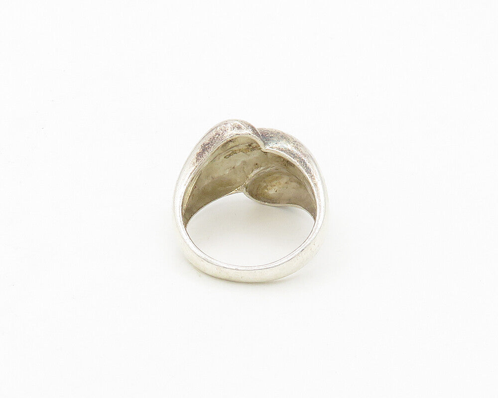 925 Sterling Silver  Vintage Shiny Fluted Bypass Band Ring Sz 8  RG18893