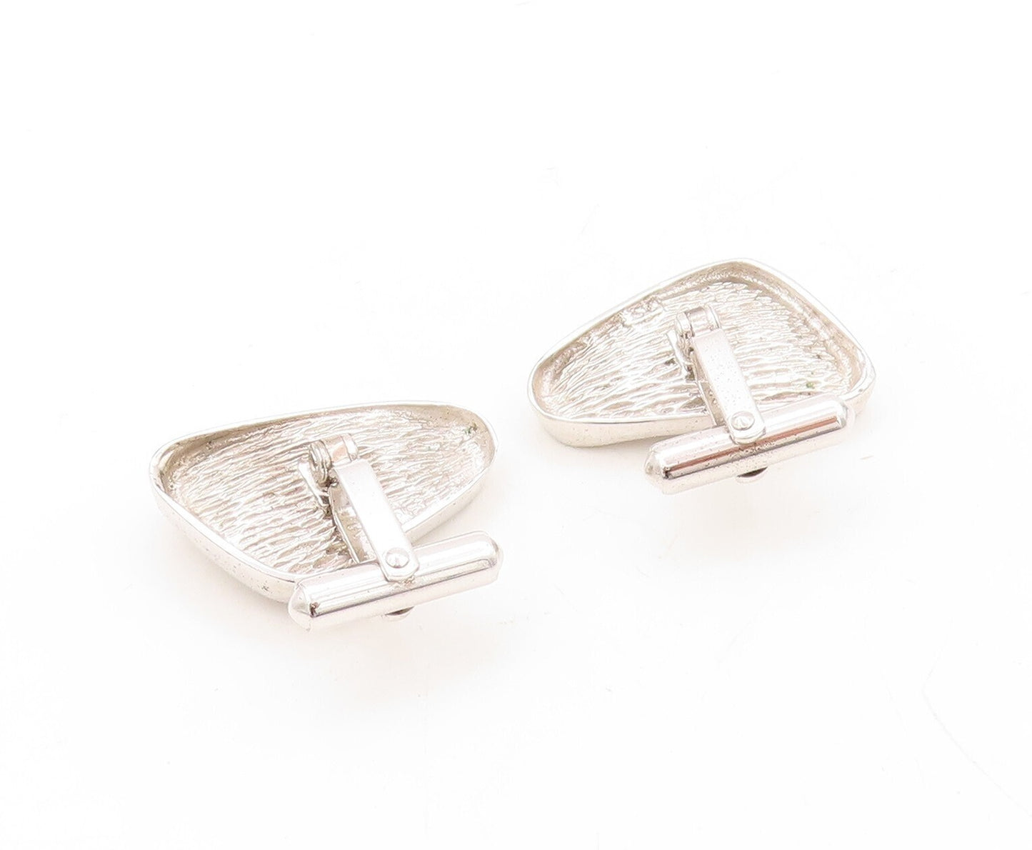 925 Sterling Silver Vintage Cuff Links Designer Triangular Cut Cat's Eye  TR3795
