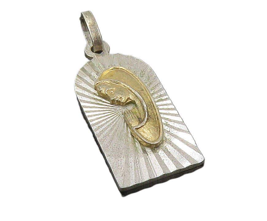 925 Sterling Silver  Vintage Antique Two Tone Person Praying Pendant  PT9941