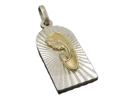 925 Sterling Silver  Vintage Antique Two Tone Person Praying Pendant  PT9941