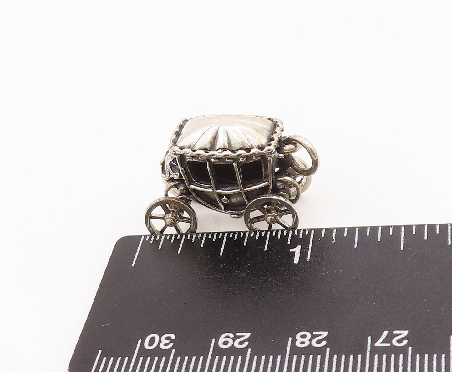 925 Sterling Silver Vintage Pendant BEAUCRAFT Carved Vintage Moving Cart PT22860