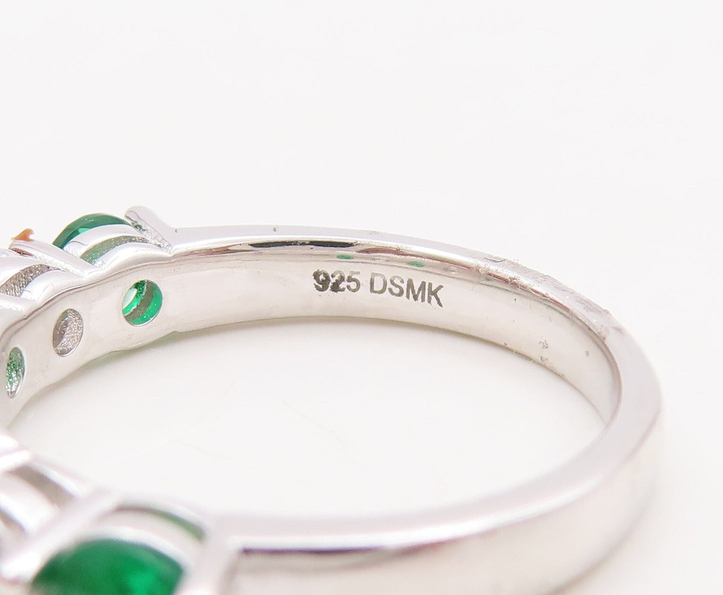 925 Sterling Silver Vintage Ring Stackable Green & White Topaz  Sz 7  RG29786