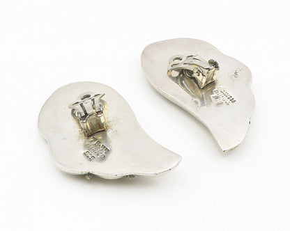 MEXICO 925 Silver  Vintage Shiny Two Tone Rope Twist Drop Earrings  EG5562