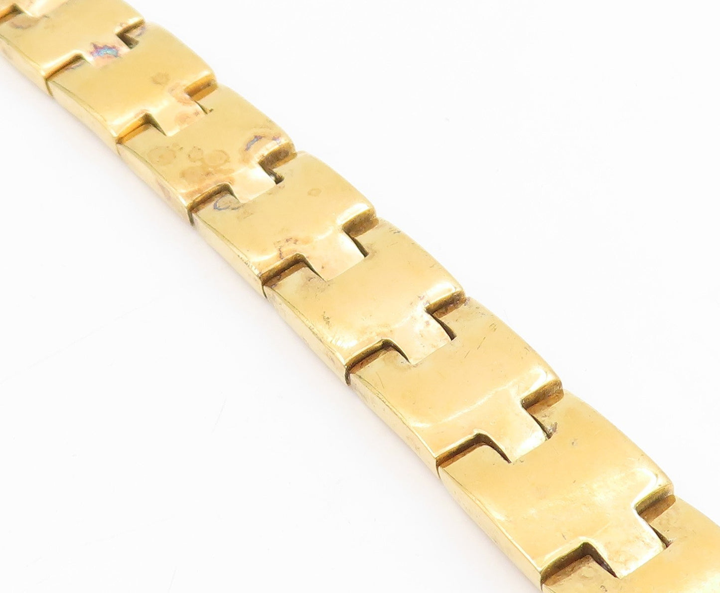 925 Sterling Silver Vintage Bracelet Gold Plated PAT AREIAS Buckle Link  BT11594