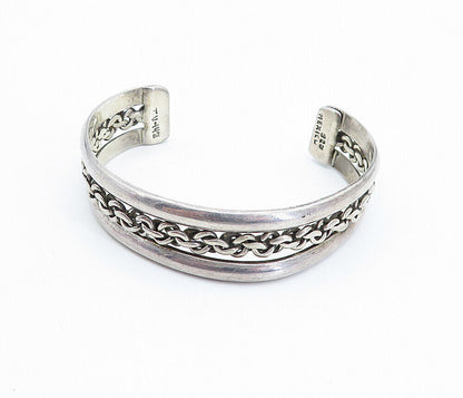 MEXICO 925 Sterling Silver  Vintage Dark Tone Twist Cuff Bracelet  BT2930