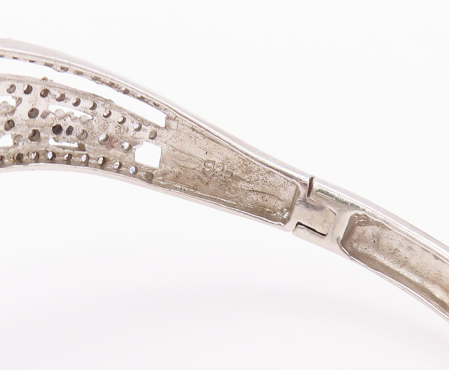 925 Sterling Silver Vintage Bracelet Swirly Topaz Beaded Carved Leaf  BT10318