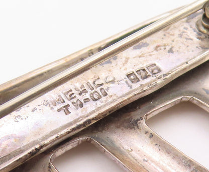 925 Sterling Silver Vintage Brooch Pin MEXICO Musical Note Cutout  BP12604
