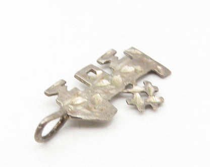 925 Sterling Silver  Vintage Shiny Diamond Cut Number One Mom Pendant  PT8940