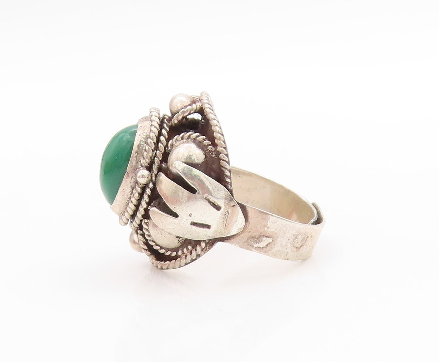 925 Sterling Silver Vintage Ring MEXICO Antique Gemstone OPENS  Sz 7  RG33424