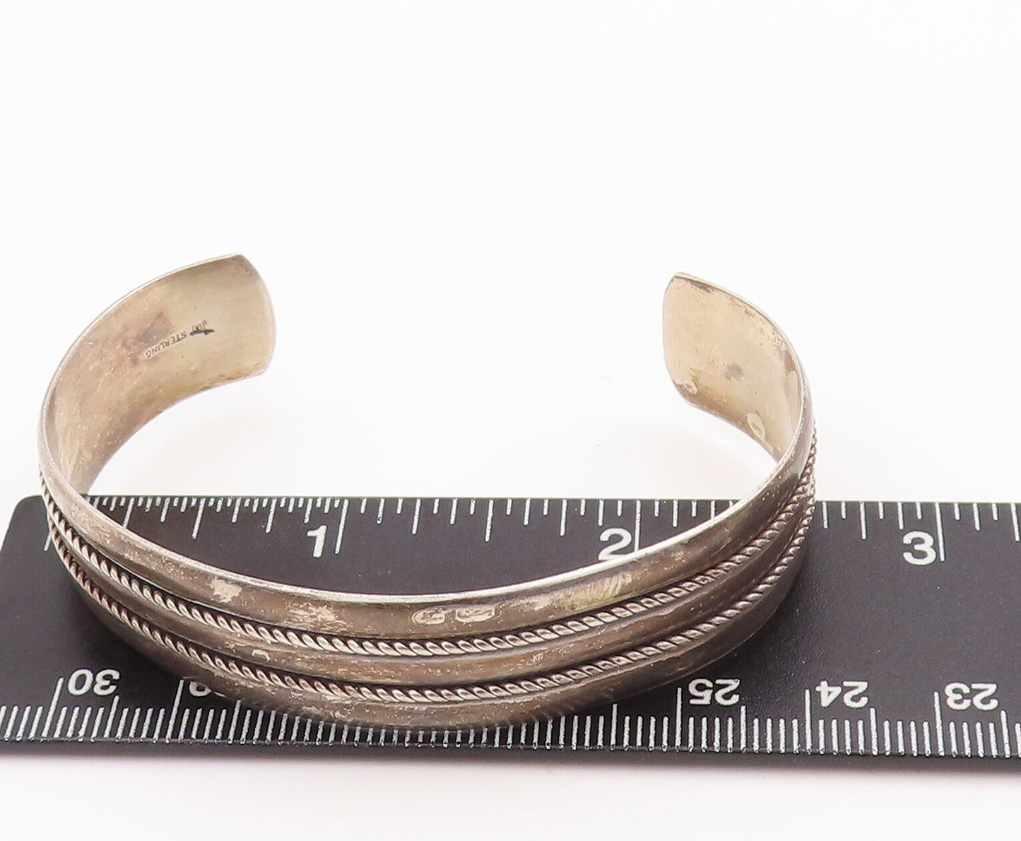 925 Sterling Silver Vintage Bracelet POST BELL Southwestern Twisted Rope BT10511