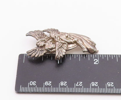 925 Sterling Silver  Vintage Double Flying Female Angels Brooch Pin  BP9699