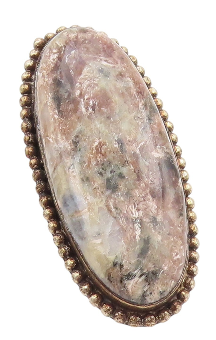 925 Sterling Silver Vintage Ring Modernist Large Oval Gemstone  Sz 10  RG31739