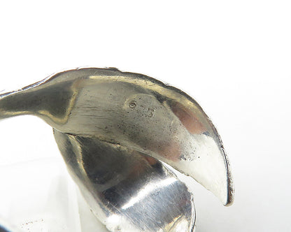 925 Sterling Silver  Vintage Shiny Floral Leaf Bypass Band Ring Sz 7  RG18732