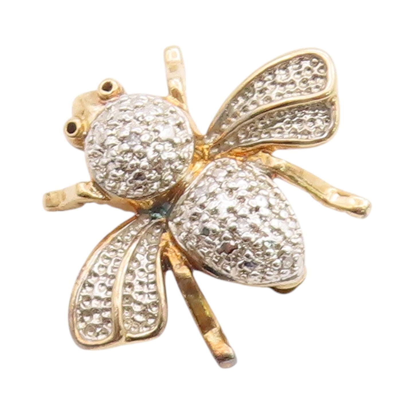 925 Sterling Silver Vintage Brooch Gold Plated CZ Honey Bee  BP11702