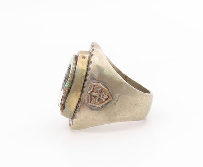 925 Sterling Silver Vintage Ring Antique Enamel Horse & Horseshoe Sz 10 RG34504