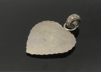 925 Sterling Silver  Vintage Bubble Border Smooth Love Heart Pendant  PT17801