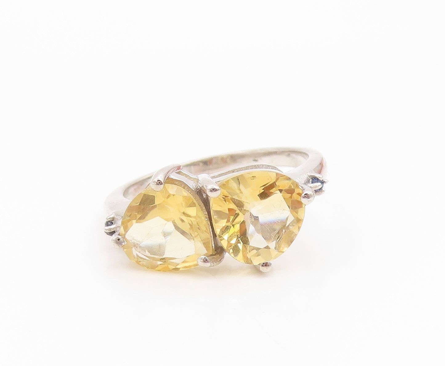 925 Sterling Silver Vintage Ring Elegant Citrine Statement Band  Sz 7.5  RG36135