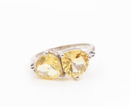 925 Sterling Silver Vintage Ring Elegant Citrine Statement Band  Sz 7.5  RG36135