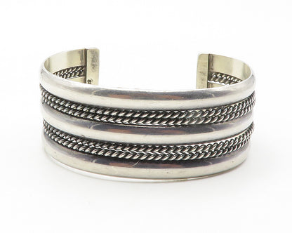 NAVAJO 925 Sterling Silver  Vintage Shiny Rope Twist Cuff Bracelet  BT5525