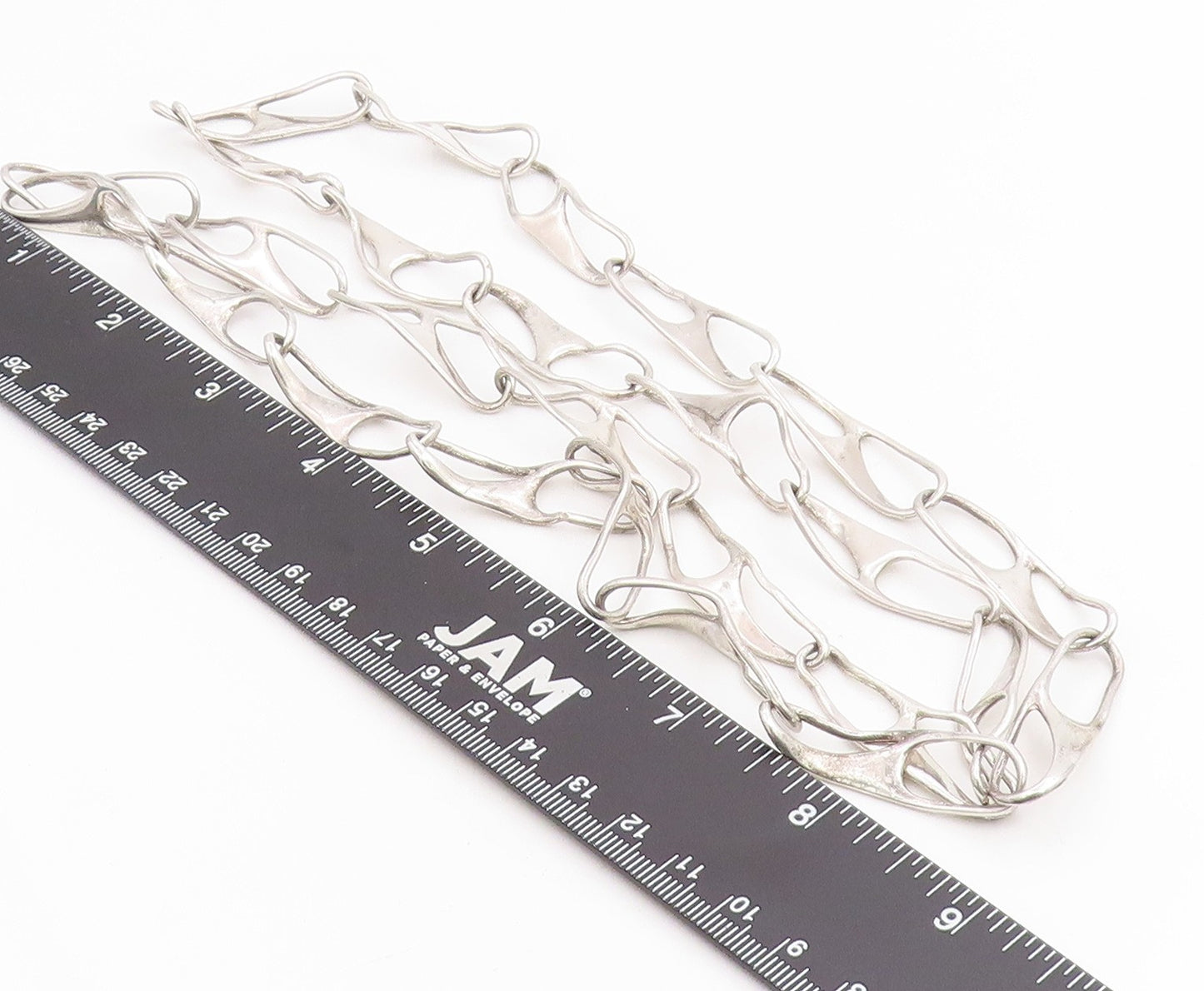 925 Sterling Silver Vintage Necklace BRUNEL Sculptural Link Chain  NE4881