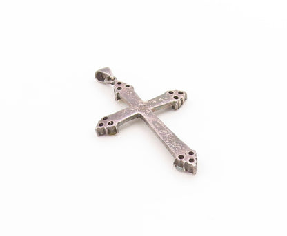 925 Sterling Silver Vintage Pendant Classic Multi Gemstone Holy Cross  PT26199