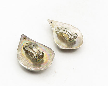 925 Sterling Silver  Vintage Dark Tone Hollow Non Pierce Earrings  EG5014