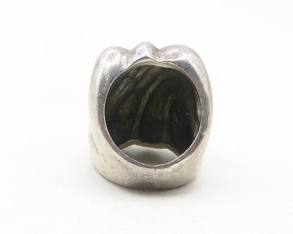 MEXICO 925 Sterling Silver  Vintage Fluted Square Dome Band Ring Sz 5  RG12061