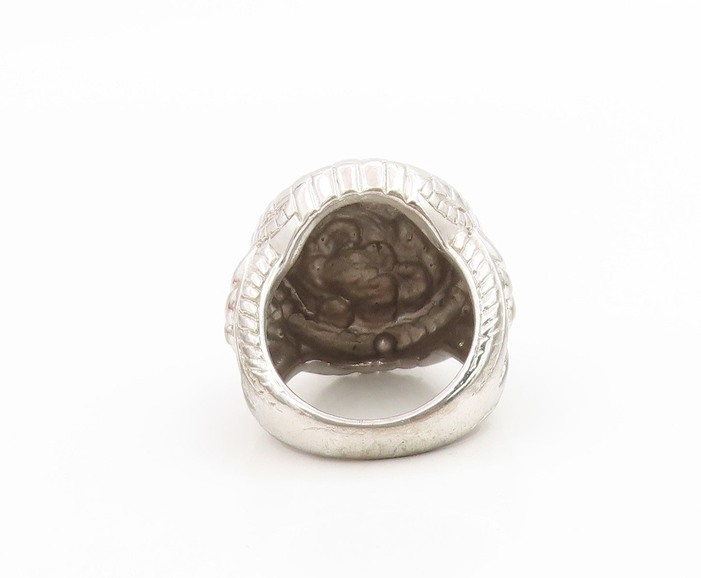 925 Sterling Silver Vintage Ring Modernist Engraved Floral Band  Sz 8.5  RG36204