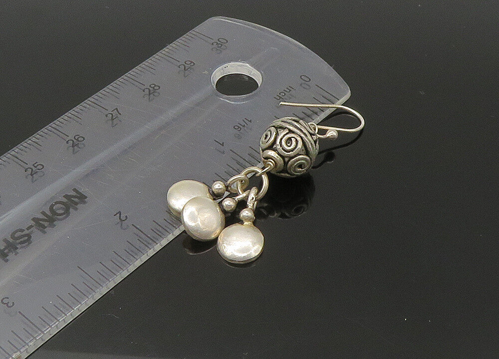 925 Sterling Silver  Vintage Spiral Swirl Sphere Dangle Earrings  EG11035