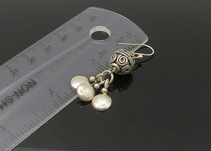 925 Sterling Silver  Vintage Spiral Swirl Sphere Dangle Earrings  EG11035