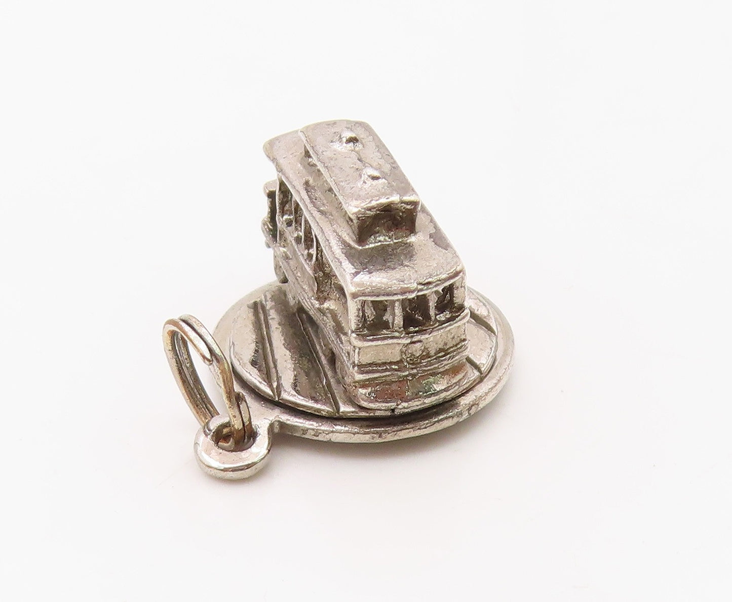 925 Sterling Silver  Vintage San Francisco Trolley Cable Car Pendant  PT18233