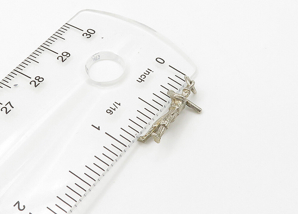 925 Sterling Silver  Vintage Shiny Petite Baseball Player Pendant  PT17233