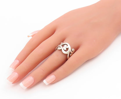 925 Sterling Silver Vintage Ring Modernist Open Scrollwork Band  Sz 9  RG36100