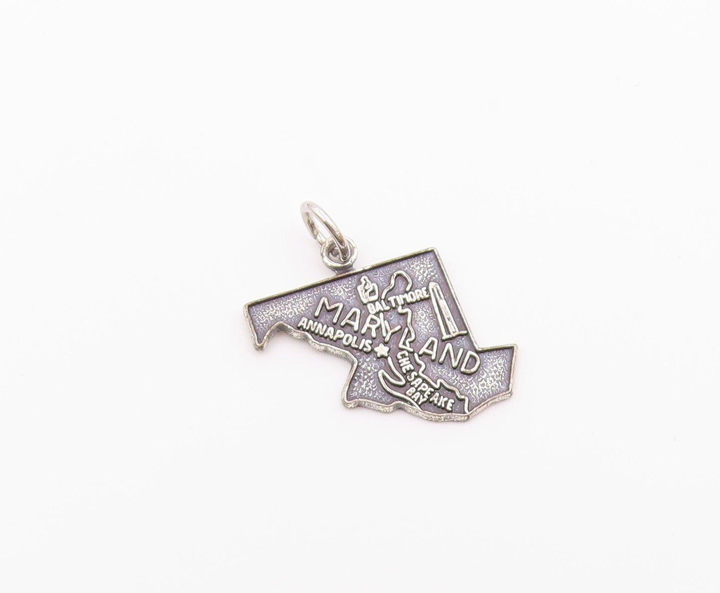 925 Sterling Silver  Vintage Maryland State Souvenir Pendant  PT21206