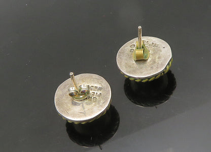 MEXICO 925 Sterling Silver  Vintage Two Tone Twist Dome Stud Earrings  EG10776