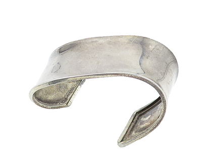NAVAJO 925 Sterling Silver  Vintage Smooth Dark Tone Cuff Bracelet  BT3024