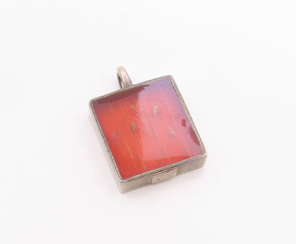 DESIGNER 925 Silver  Vintage Raising Wildflower Art Glass Pendant  PT20790