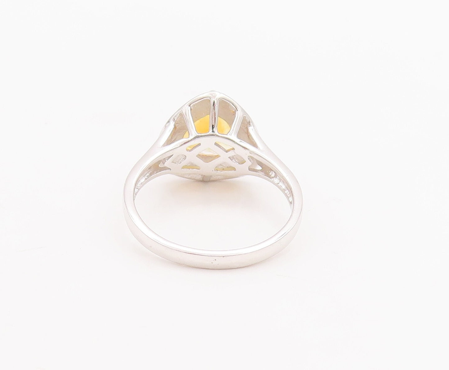 925 Sterling Silver Vintage Ring Minimalist Triangle Cut Citrine  Sz 7  RG29214