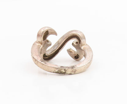 925 Sterling Silver Vintage Ring Genuine Diamonds Infinity Band  Sz 4.5  RG34909