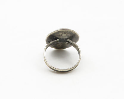 NAVAJO 925 Silver  Vintage Etched Detail Dark Tone Band Ring Sz 7  RG17693