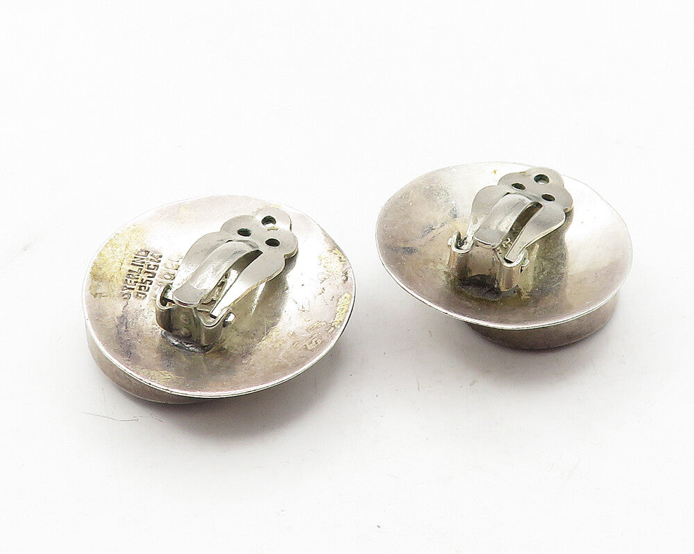 MEXICO 925 Sterling Silver  Vintage Black Onyx Non Pierce Drop Earrings EG5937