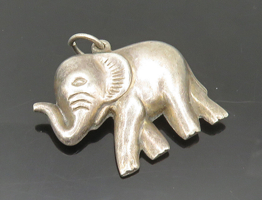 925 Sterling Silver  Vintage Shiny Hollow Elephant Drop Pendant  PT14489