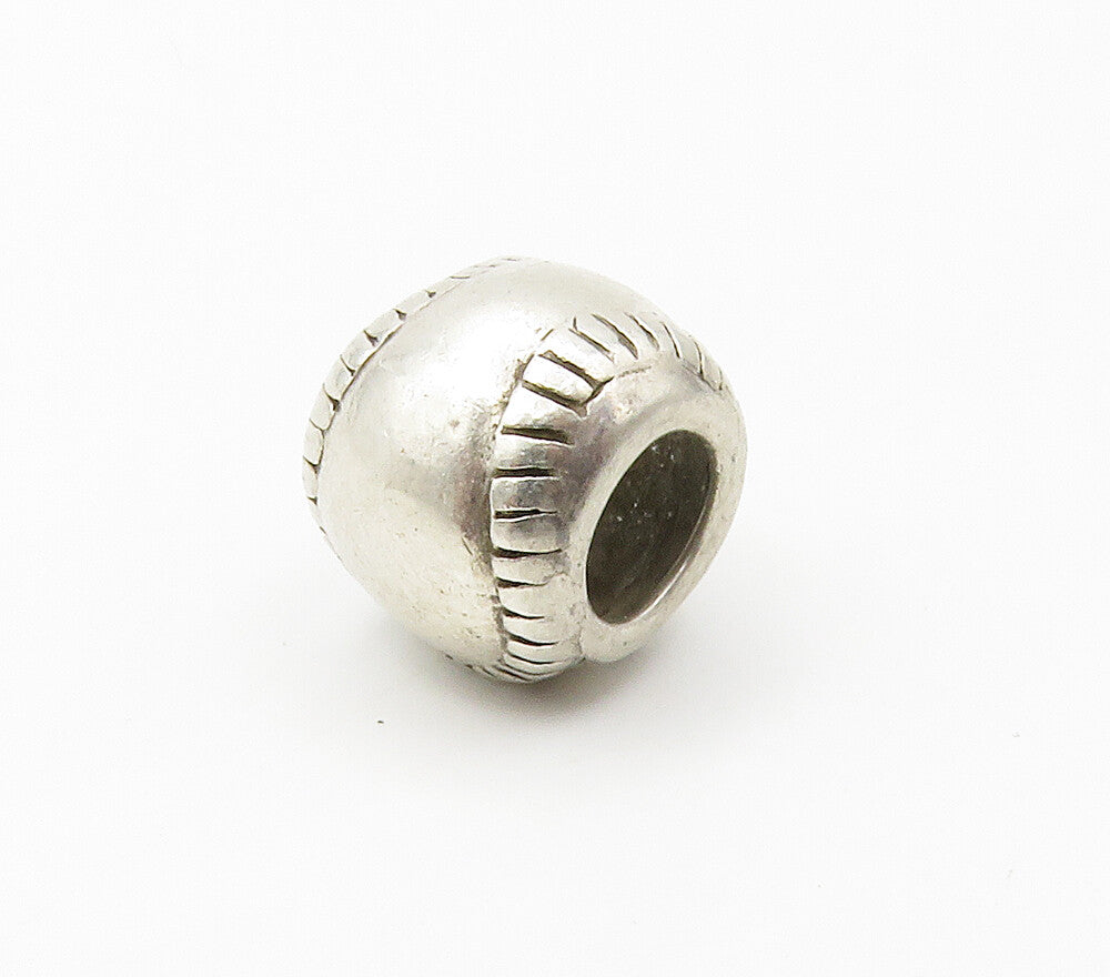 925 Sterling Silver  Vintage Petite Round Baseball Bead Pendant  PT11814