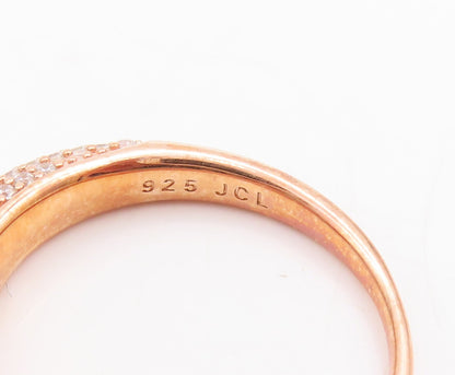 925 Sterling Silver Vintage Ring Rose Gold Plated CZ Inlay  Sz 7  RG29106
